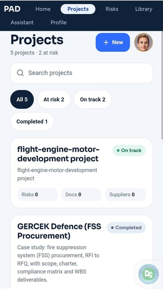 PAD projects list
